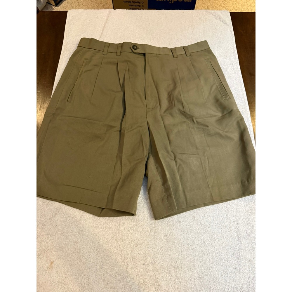 Cutter & Buck Mens Olive Green Flat Front Golf Shorts Size 35